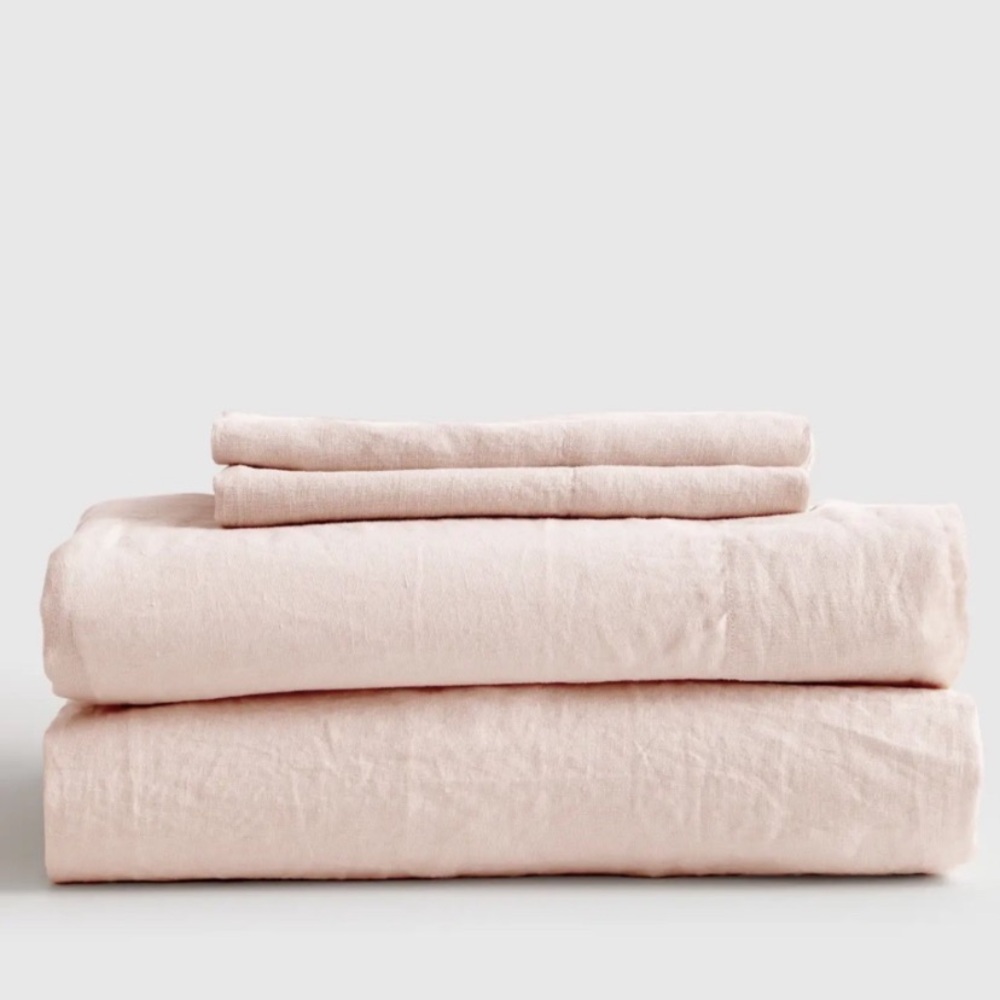 QUINCE European Linen Sheet Set Soft Blush Pink King